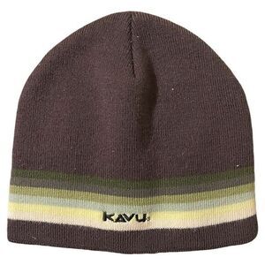 Kavu Men's Beanie Winter Hat Brown Yellow Striped‎ One Size
